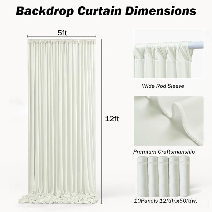 50ft×12ft Ivory Backdrop Curtain - Image 6