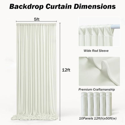 50ft×12ft Ivory Backdrop Curtain - Image 6