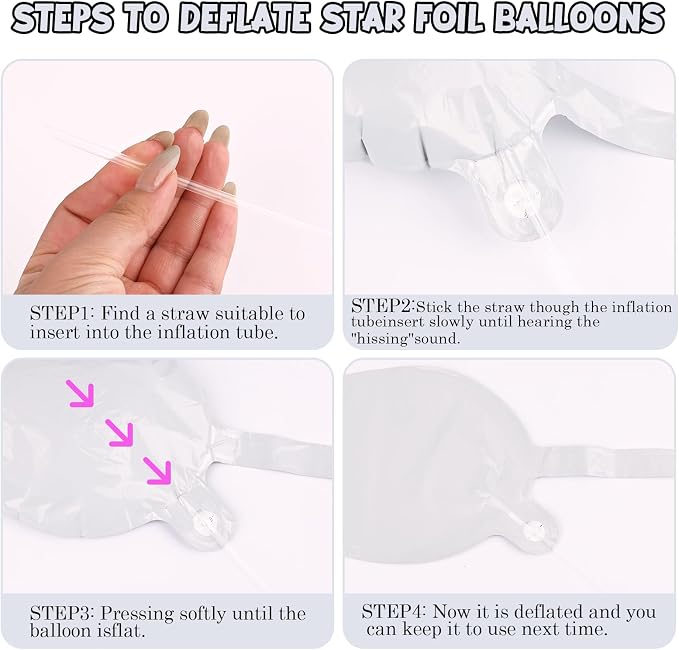 Star Foil Balloons 12 Point Cone Explosion Star Foil Balloons | 60 Pcs White - Image 6