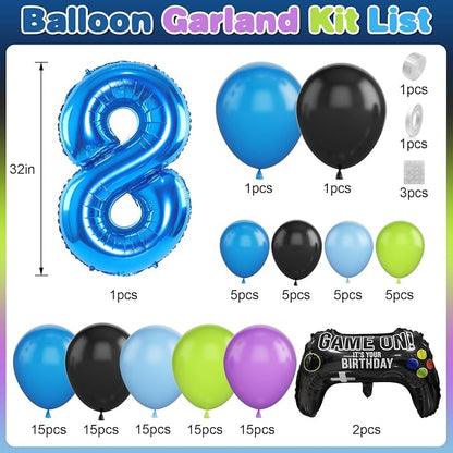 8th Birthday Video Game Balloons Arch Kit, Light Olive Green, Video Game Themed - Image 2
