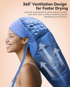 Hair Dryer Bonnet Attachment – 28.5" XL Hooded Dryer Cap for Faster Drying & Deep Conditioning, Extra-Large Space Fits Thick, Curly Hair & Styling Tools (Blue, Extra Large)