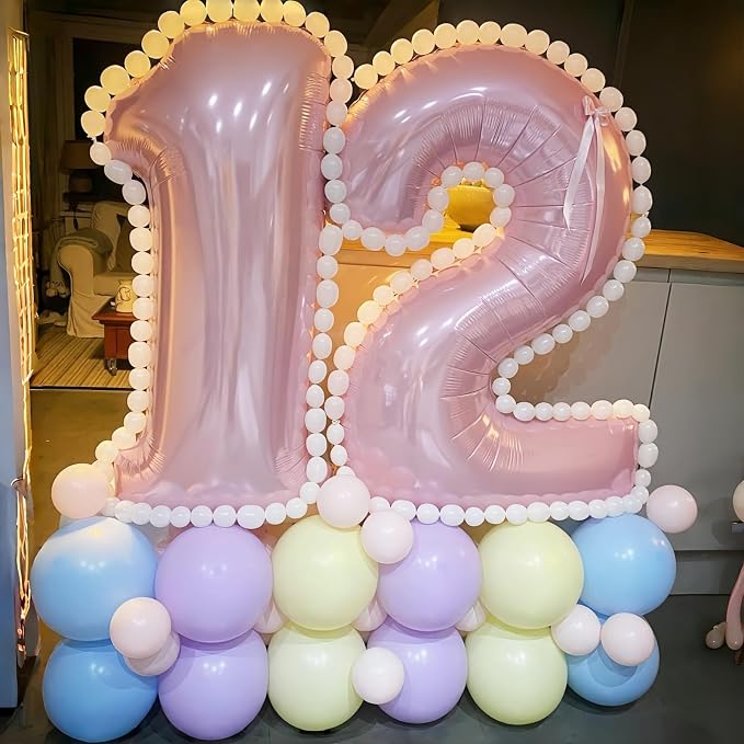 Pastel Pink Number 6 Balloons, 40 In Large Light Pink Number 6 Foil Helium - Image 8