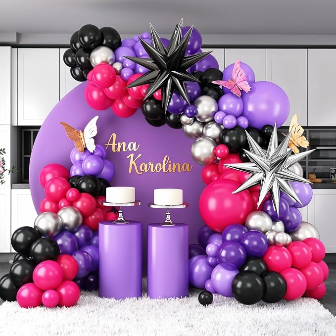 Hot Pink and Purple Balloon Arch Kit - Image 4