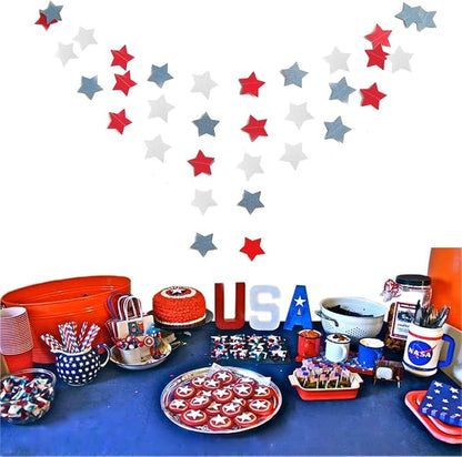 6 Pack Patriotic Star Streamers Garland Red White Blue Bunting Banner Paper - Image 3