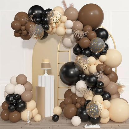 Amandir 153pcs Black Brown Nude Balloon Garland Arch Kit Different Sizes | 18 by Amandir