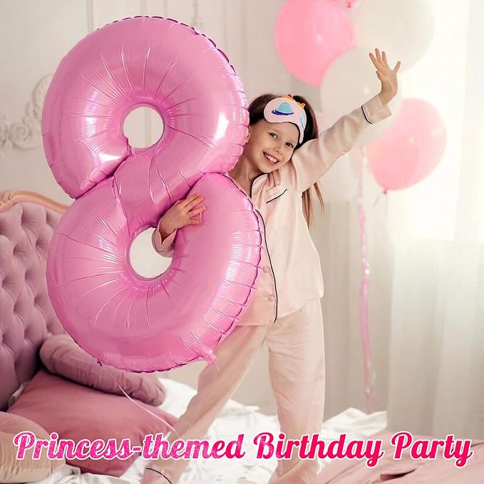 Pink Number 8 Balloon 40 Inch, Big Large Foil Helium Number Balloons, Jumbo - Image 5