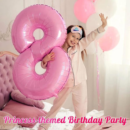 Pink Number 8 Balloon 40 Inch, Big Large Foil Helium Number Balloons, Jumbo - Image 5