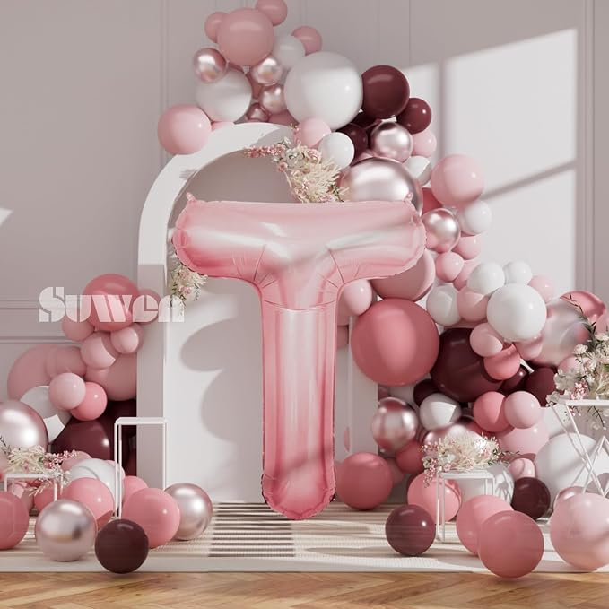SUWEN 40 Inch Pink Large T Letter Balloons Big Foil Helium A-Z | Jumbo Mylar - Image 4