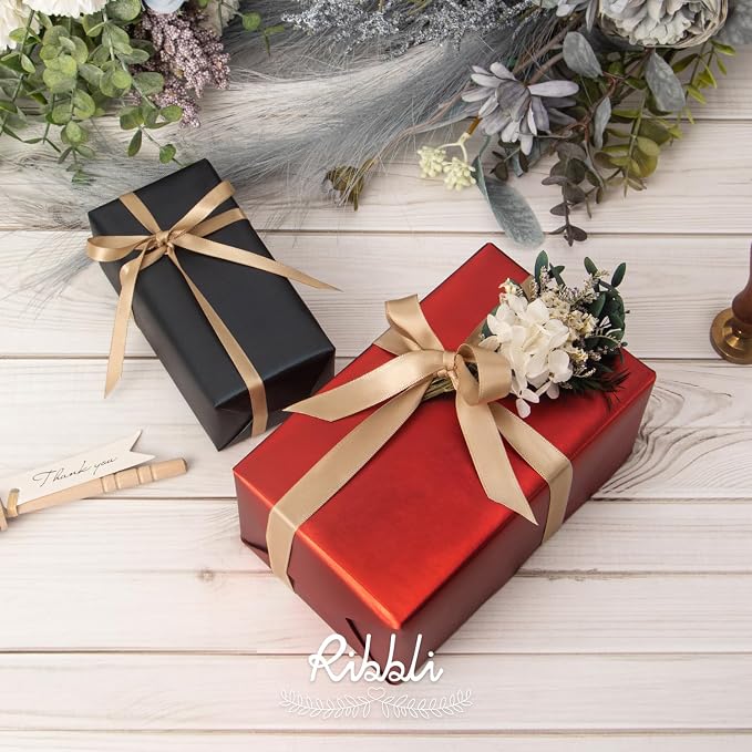 Ribbli Champagne Gold Satin Ribbon Double Faced Satin 1/2 inch x Continuous 50 - Image 3
