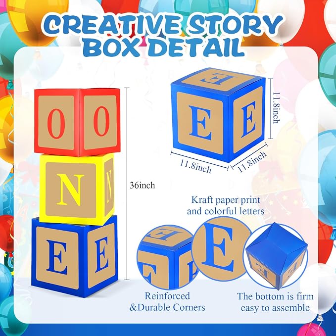 Zhanmai 3 Pcs Toy Inspire Party Decorations ONE Balloon Boxes - Image 2