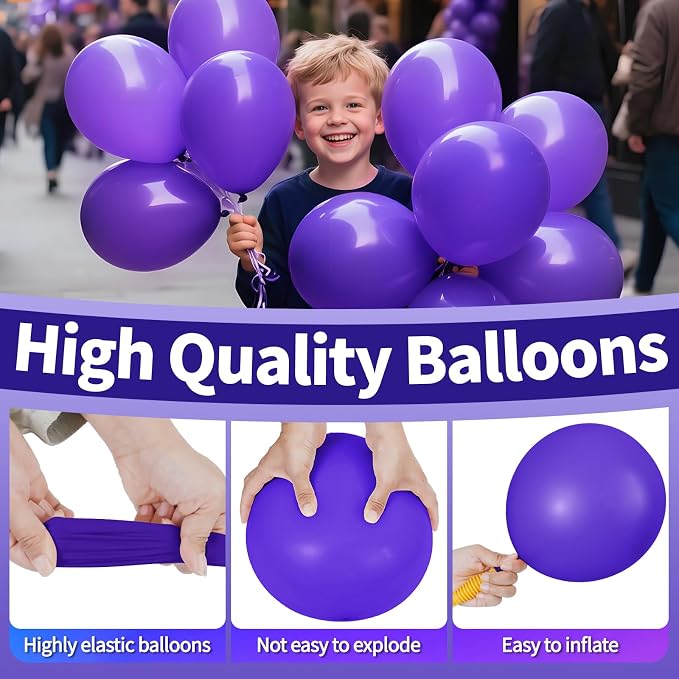 Purple Latex Party Balloons, 110 Pack 12 inch Round Helium Balloons - Image 4