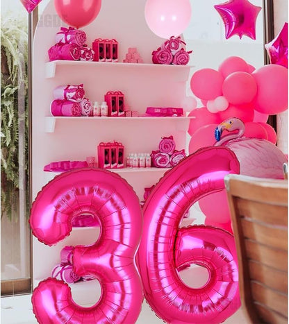 40 Inch Number Balloons Hot Pink 6 Cowgirl Pink 6th Birthday Decor 9 Pcs | - Image 6