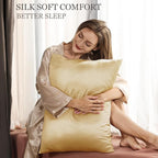 Adubor 100% Silk Pillowcase - Mulberry Silk Pillow Cases, 23 Momme 6A Grade Fibers, Silk Pillow Case for Hair and Skin Health, with Hidden Zipper (Standard 20''×26'', Gold, 1PC)
