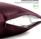 Standard Silk Pillowcase and Random Color Scrunchie Gift Set ALASKA BEAR Pillow Cases for Acne, Eyelashes & Extensions (1 Pack, Red Burgundy), Standard 20"x26"