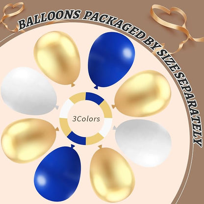 412Pcs Royal Blue and Gold Balloons Arch Garland Kit, 5 10 12 18 inch blue and - Image 4