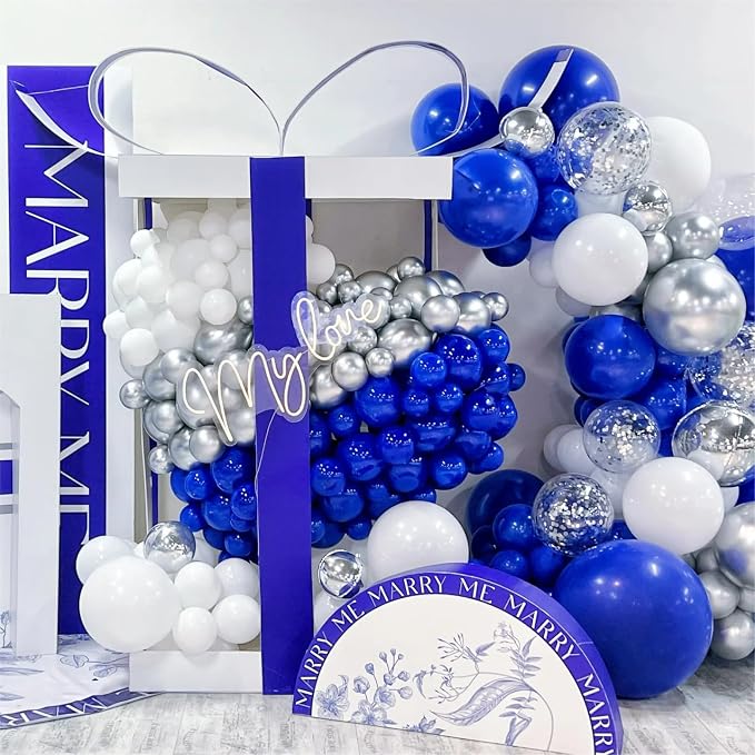 136pcs Blue White Silver Balloon Garland Kit - Image 3