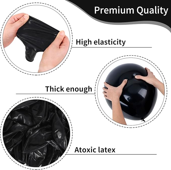 RUBFAC Black Large Balloons 36Pack 18 Inch, 2026 International Football Game - Image 3