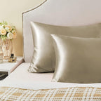 BEDELITE Satin Pillowcase with Zipper, Taupe King Size Pillow Cases Set of 2, Super Soft and Cooling Similar to Silk Pillow Cases, Gift for Women Men(20x40 Inches)