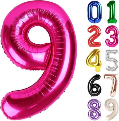 9 Balloon - Hot Pink Birthday Number Balloons, 40 Inch Party Decorations | Hot by ALPHADELTAPI