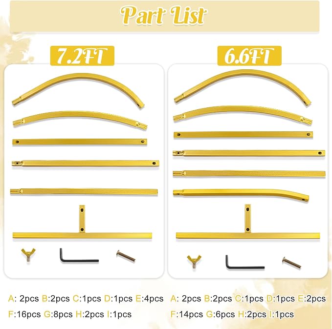 Gold Metal Arch Backdrop Stand 2 Set 7.2FT, 6.6FT Wedding Arch Stand Arched - Image 5