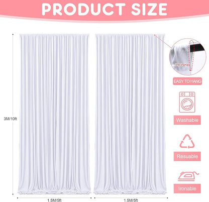Asee'm White Backdrop Curtains Drapes - Image 2