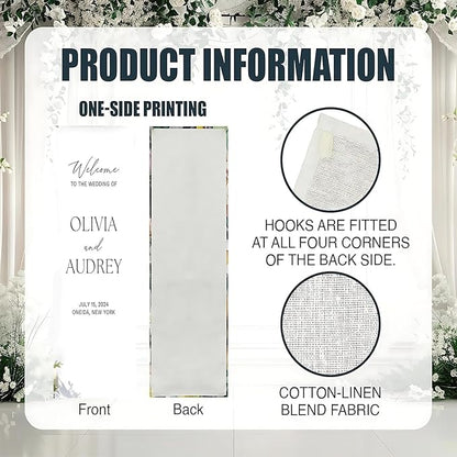 Personalized Fabric Wedding Welcome Sign, Linen Wedding Welcome Sign Cotton - Image 4