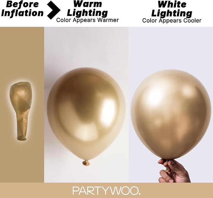 PartyWoo Metallic Gold Balloons 140pcs Chrome Gold Color 18 12 10 5 Inch | 18 - Image 3