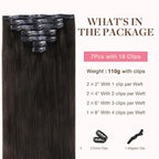 GOO GOO Clip in Hair Extensions Real Human Hair, Remy Human Hair Extensions Clip ins for Women, Natural Human Hair, 22inch 110g 7Pcs, 2 Dark Brown