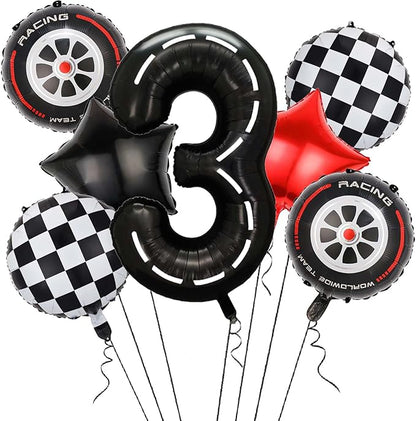Race Car Balloons, 40 Inch Racetrack Number 3 Balloon, Big Number Balloons Black by Yexnum