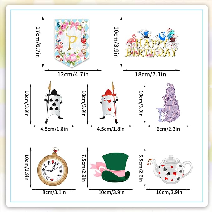 138pcs Wonderland Party Decorations Disposable Tableware Set - Image 5