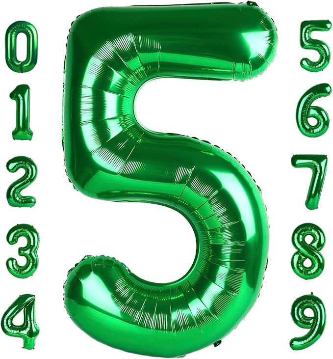 Number 5 Balloons 40 Inch for 5 15 Birthday Party Decorations, Dark Green | by Mluchee