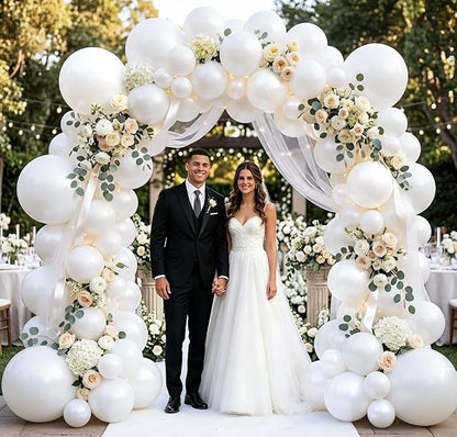 White Balloon Arch Garland Kit, Double Stuffed Beige Cream Balloons Pearl White - Image 5
