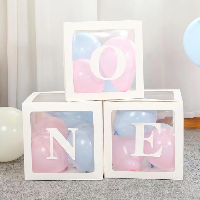 HUAXI White One Boxes for 1st Birthday, One Balloon Box - Image 2