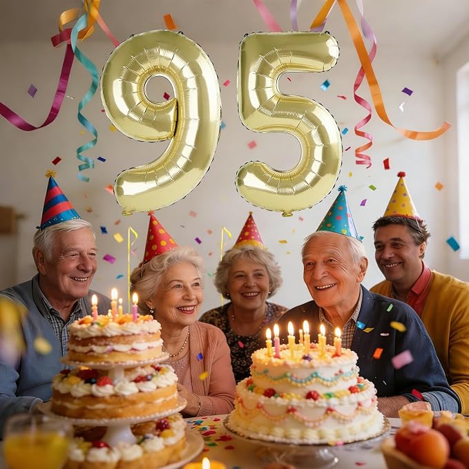 40 Inch Number 95 Balloons for 95th Birthday Party Decorations, 0-100 Champagne - Image 2