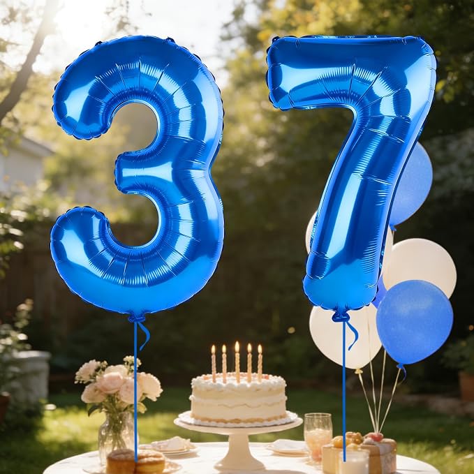40 Inch Number 37 Balloons for 37th Birthday Party Decorations, 0-100 Dark Blue - Image 3