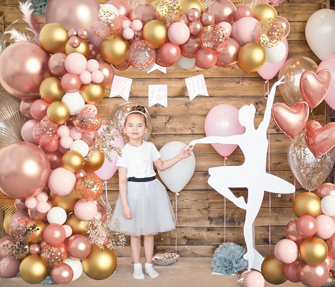 Amandir 150pcs Rose Gold Balloons Garland Arch Kit | Rose Gold Pink White Gold - Image 4