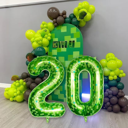 Gaint Green Pixel Number 20 Balloon, Dark Kelly Green Self Inflating 20 - Image 6