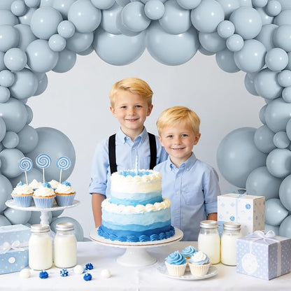 164Pcs Dusty Blue Balloons Garland Arch Kit Different Sizes | 18 12 10 5 inch - Image 3
