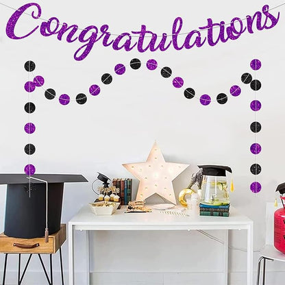 Purple Congratulations Banner Sign Prestrung Congrats Banner Garland - Image 4