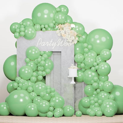 PartyWoo Pearl Light Green Balloons 140pcs Pastel Green Color | 18 12 10 5 Inch by PartyWoo