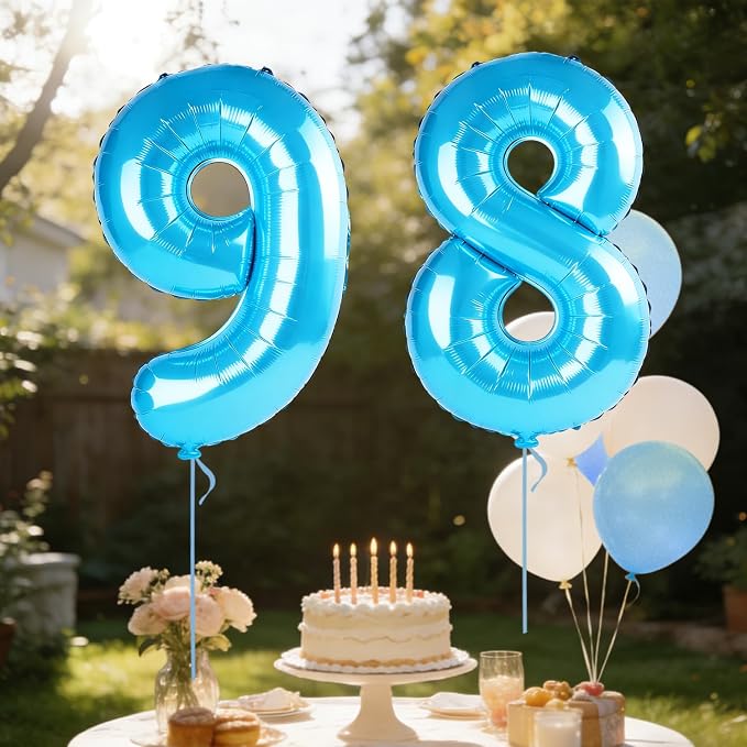 40 Inch Number 98 Balloons for 98th Birthday Party Decorations, 0-100 Jewelry - Image 3