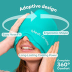 Medi Grade Migraine Relief Cap - Cooling Compression Headache Relief Cap with Full Coverage - Soft Flexible Fabric Gel Migraine Cap That Blocks Light, Reusable Migraine Mask for Cold Therapy