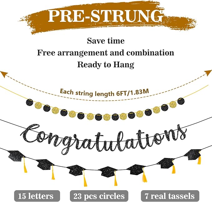 Pre-Strung Congratulations Banner Set, Retirement, Engagement Party, Ready to - Image 3