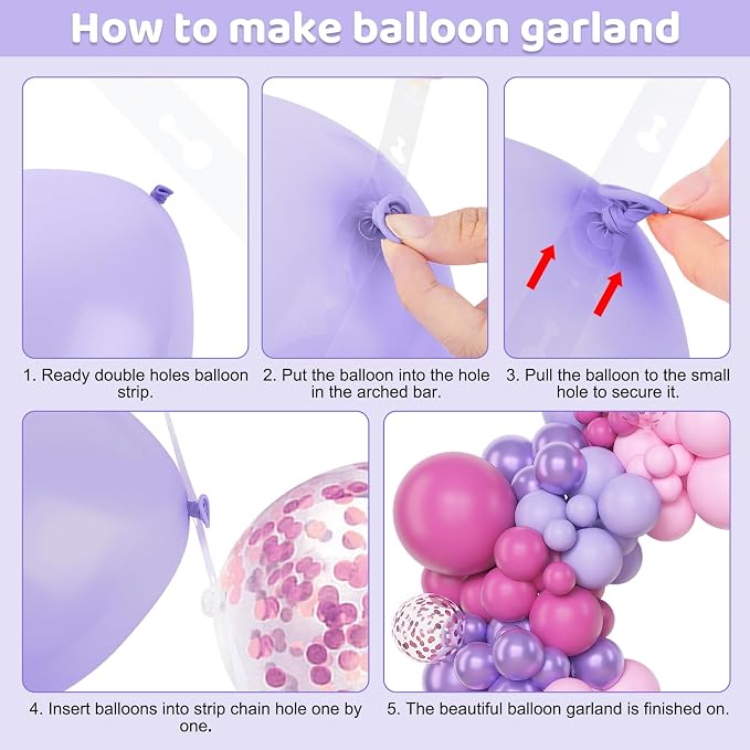 Amandir 153Pcs Pink Purple Balloons Arch Garland Kit Different Sizes | 18 12 10 - Image 4