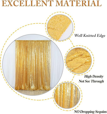 ShinyBeauty Gold Sequin Backdrop 7FTx7FT Wedding, Studio Decor - Image 4