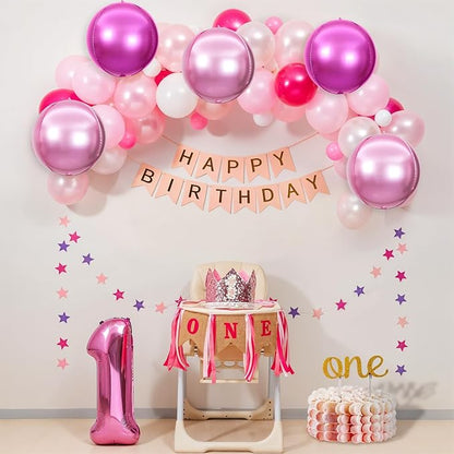 6Pcs Hot Pink and Pink Round Foil Balloons, Giant 4D Round Ball Balloons - Image 5