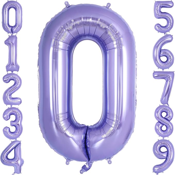 Purple Number 0 Balloon 40 Inch, Big Large Foil Helium Number Balloons by AIQINHU