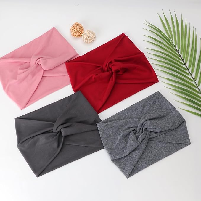 Extra Wide Headbands for Women Large Turban Headband Non Slip Boho Elastic Hairband Hair Twisted Knot Head Bands Accessories