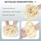Messy Bun Hair Piece Wavy Curly Scrunchies Fluffy Donut Thick Updo Elegant Chignon Hairpieces for Women Girls, Bleach Blonde 1.4oz