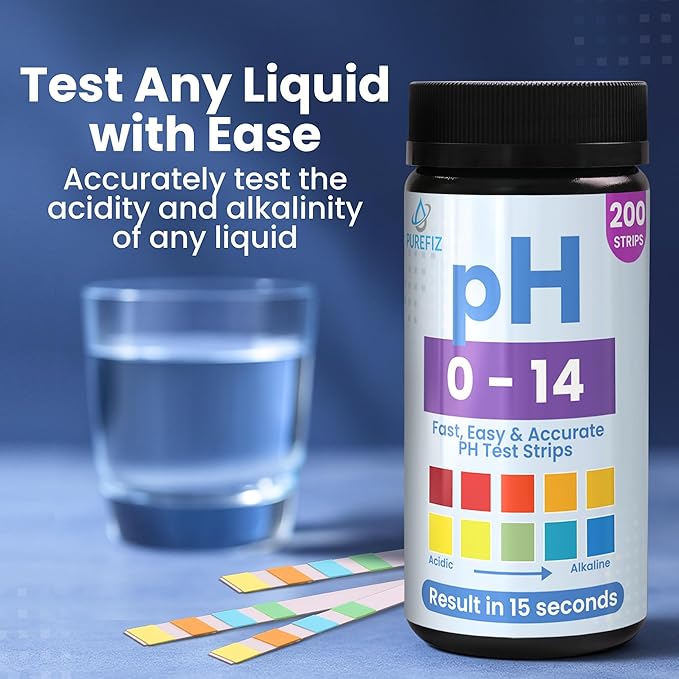 pH Test Strips 0-14 | 200 Universal Strips for Fast, Accurate pH Testing | Litmus Paper for Water, Pools, Kombucha, Food, Soap Making, Skincare, Brewing, Hydroponics, Science, Fermentation & Canning
